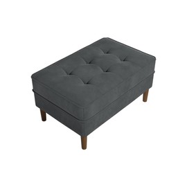 Inmod Matilde Velvet Ottoman, Platinum Upholstered Tufted Velvet Ottoman, Small Rectangle Foot Stool