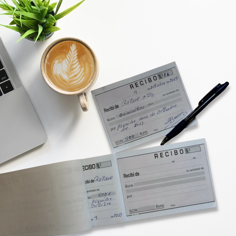 CAVECA Pack of 6 Payment Receipts with 600 Sheets and