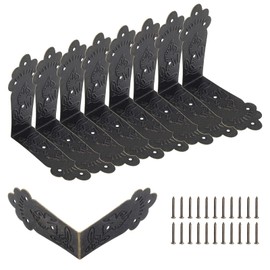 Auvotuis 30Pcs Antique Corner Protectors Decorative Metal Right Angle Box Corner Cover Guards, Vintage Bronze Furniture Corner Edge Brackets Hardware with Nails(2.2 x 0.69inch, Style E)