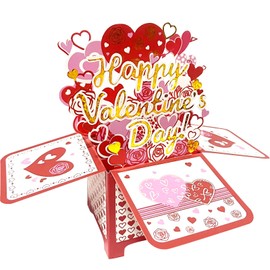 RIMYIUKU 3D Pop Up Valentines Card with Envelopes and Note Tag,Anniversary Card Cubic Box Pop Up Cards for Wife, Girlfriend,Husband, Couple, Girlfriend