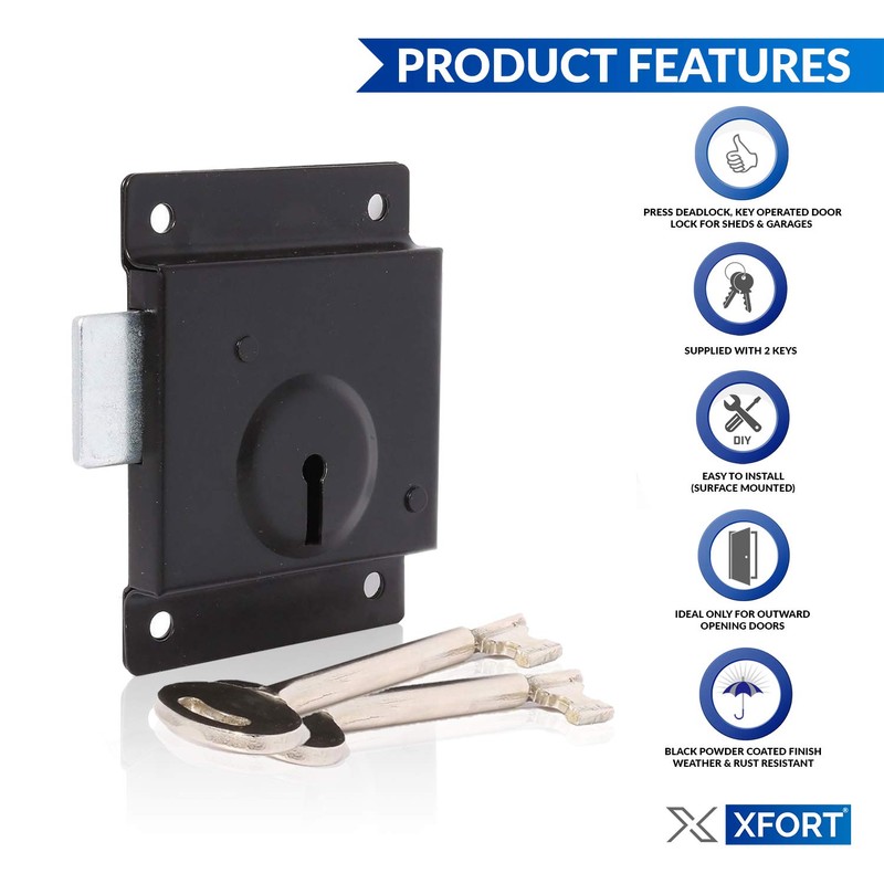 XFORT® Traditional 4” x 3” Rim Press Lock, Surface Mounted