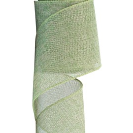 Burlap Wired Ribbon, 20 Yards, Natural Color, for Christmas Decor, Wreaths, Wedding, Gift Wrapping (Sage Green, 4 Inch x 20 Yards)