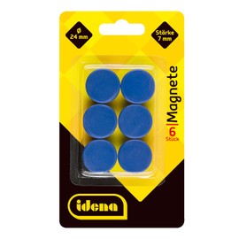 IDENA 377026 Magnets, Set of 6, Diameter 6 Stück, rund, blau