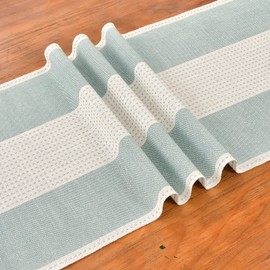 Wracra - Camino de mesa de lino de macramé de granja de 108 pulgadas de largo para decoración de mesa de comedor, boda, fiesta y decoración de cambiador (azul aguamarina, 108 pulgadas)