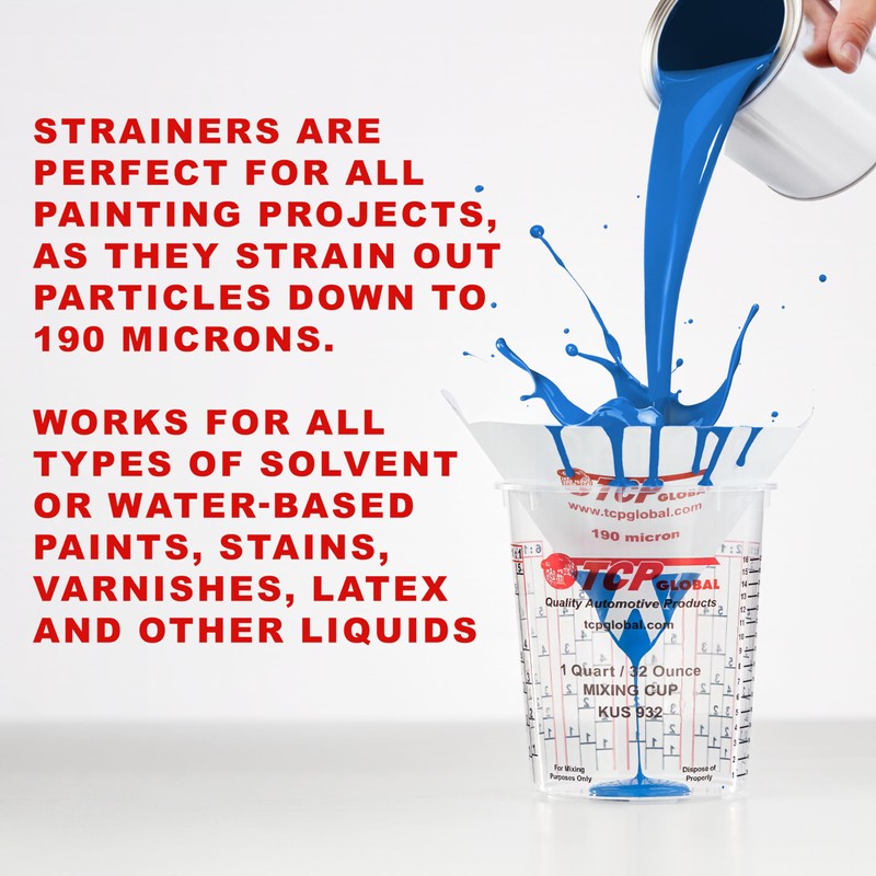 TCP Global - 190 Micron Filter Tips Ultra-Fine Paint Strainer