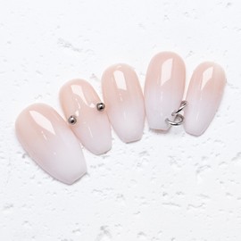White Gothic Ombre Handmade Nail Tips - Short Round / 화이트 고딕 옴브레 수제네일팁 - 숏라운드