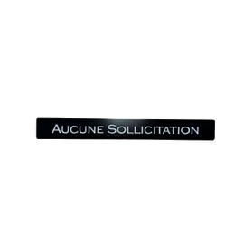 Aucune Sollicitation Version Française Plaque Adhésive En Aluminium Matériau Durable Et Résistant Aux Itempéries Gravure Au Laser 8.5" x 1"