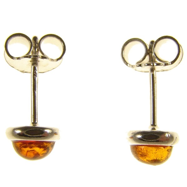 Baltic amber and sterling silver 925 cognac stud earrings