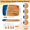Patelai 9 Pcs Ocean Resin Cutting Board Set with 4