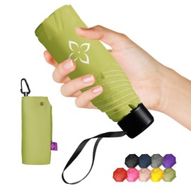 LILAC Travel Mini Umbrella parapluie Compact Small & Portable, Windproof umbrellas for rain with Quickdraw sleeve for Backpack, Durable Easy Open Close, Reflective Thread Design for Safety Men & Women