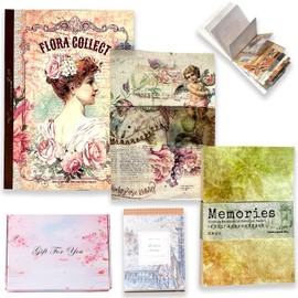 BLEDS 465 Sheets of Scrapbook Paper, Vintage Scrapbooking Paper Journaling Paper Supplies With 5 Different Sizes for Junk Journal Card Making Decorative Craft Photo Bullet