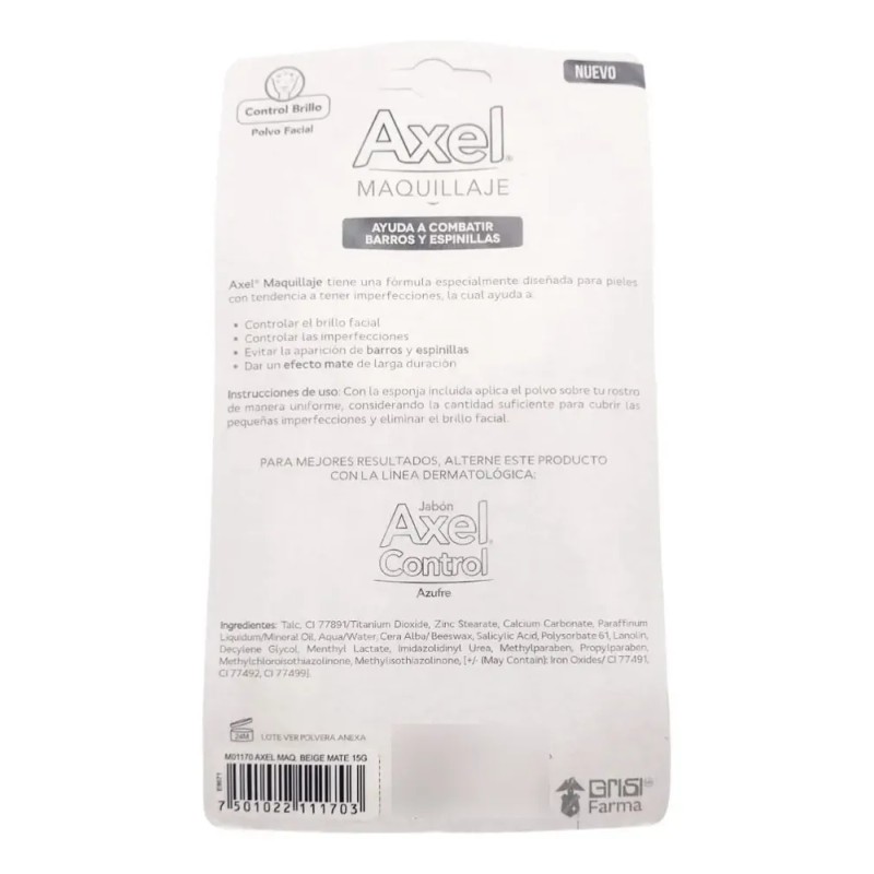 Pack 2 Maquillaje Axel Polvo Facial Control Beige Mate 15g