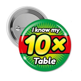 10 I Know My 10 Ten Times Tables Multiplication Childrens Pupils Smiley Motivational School Praise Teachers Reward Badges 38mm Primary Teaching Services