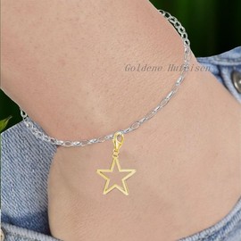Goldene Hufeisen Star Charm Pendant 925 Sterling Silver Yellow Gold Plated, Sterling Silver Yellow Gold Sterling Silver Gold-plated Yellow Gold, No Gemstone