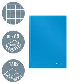 Leitz Notebook, 80 Pages, Hard Cover, Squared, Solid A5