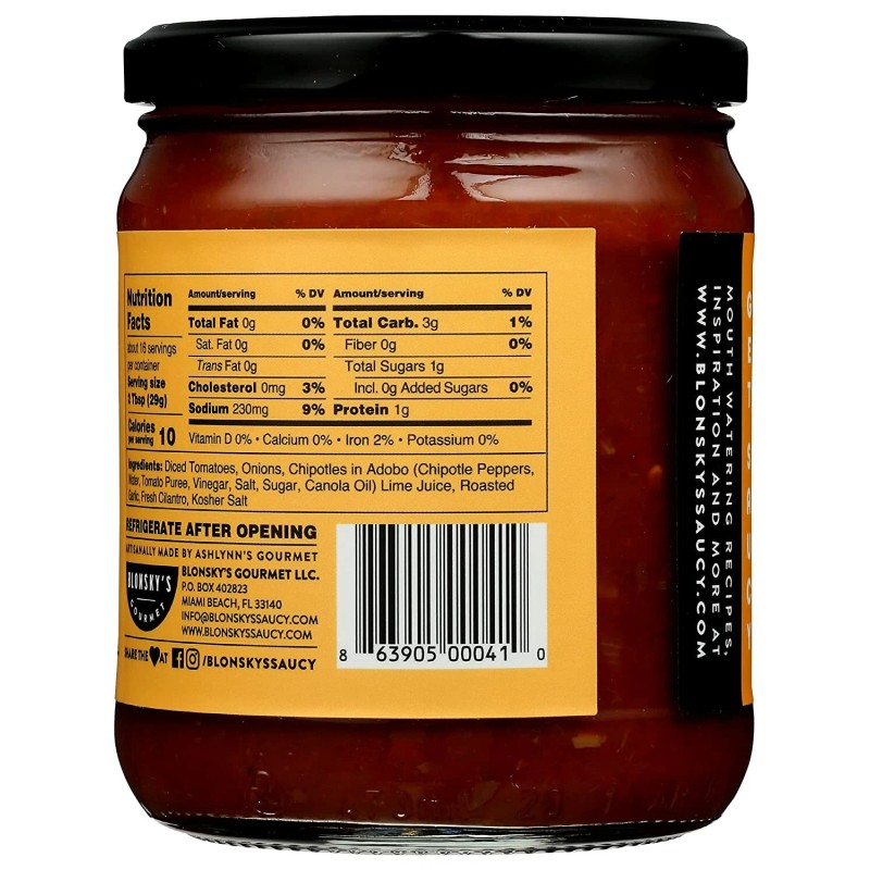 Saucy gourmet salsa roasted garlic chipotle 15.5 ounce (1 Jar)