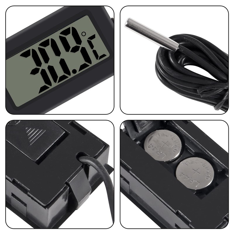 AOICRIE 4pcs Digital LCD Thermometer Temperature Monitor with 1M External