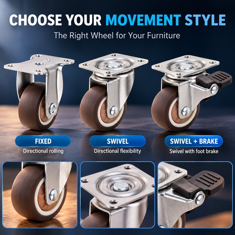 4-Pack Furniture Caster Wheels for Small Tables & Cabinets –