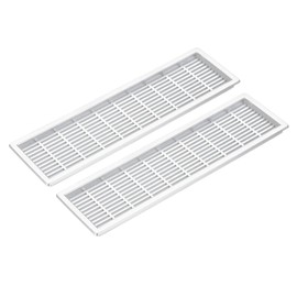PATIKIL 9 Inch Rectangle Ventilation Grille, 2 Pack Plastic Air Vent Cover Louvered Ventilation Cover Mesh Air Vent for Cabinet Wardrobe Shoe Closet, Silver
