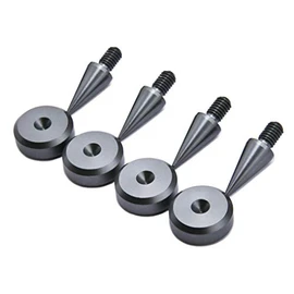 PrecisionGeek M6 Speaker Spikes with 20mm Isolation Pads – Set of 4 Spikes + 4 Pads – Anodised Aluminium Grey – HiFi Speakers, AV Racks, Subwoofers & Audio Equipment | Anti-Vibration Feet