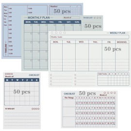 5 Books/250 Sheets Daily/Weekly/Monthly Planner Pad,Tear Off Habit Tracker Planning Pad, Undated Weekly To Do List Notepad, Habit Tracker Calendar Goal Planner Pad for Easy Organization