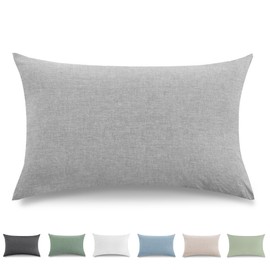 TOCOMOA Cushion cover 50 x 80 cm, set of 2 - 100% washed cotton cushion covers, Oeko-Tex certified, linen look and breathable cushion cover, light grey pillowcase with zip