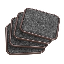 uxcell Furniture Sliders, 4Pcs 2 1/2" - Felt Square Sliding Pads, Reusable Furniture Caster Cups for Carpeted Tile Vinyl Hardwood Floors Protector (Brown)