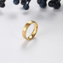 Mabohity Ring Wide Gold 6 mm, Titanium Rings, Elegant Band Ring for Men and Women, Titanium