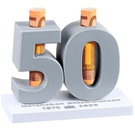 Namalu 50th Birthday Gift Men and Women 3D Money Gift Packaging Decoration for Friends Family Wedding Anniversary Table Decoration 1975-2025