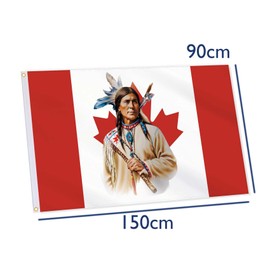 Canada Native American Flag,3x5 FT First Nations Leader Indian Flag,36x60 Inch Large Digitial Double-Printed Durable 150D Thick Polyester Decorations with 2 Brass Grommet