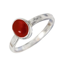 SILVERTROVE Cabochon Karneol-Edelstein-Bandring, Sterlingsilber, Bandring für Männer und Frauen, Bandring in allen Größen, Schmuck CRG1080BZ29_(75 (23.9))
