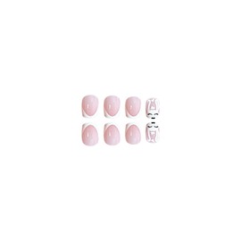 24Pcs French Tip Press on Nails Easter Fake Nails Cute Bunny Designs False Nails White Acrylic Nails for Women and Girls Full Cover Stick on Nails Reusable Jelly Press on Nails Cute Easter Nails