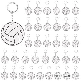 18 Pcs Volleyball Acrylic Keychain for Volleyball Team Gifts Boys Girls School Carnival Reward Volleyball Party Bag Gift Fillers Sports Souvenir Favors with 1 Black Marker for DIY Writing