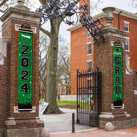 2025 Graduation Party Decorations Porch Sign Banner Green Large Congrats Grad Party Supplies Decorations Door Banner for Graduation Party