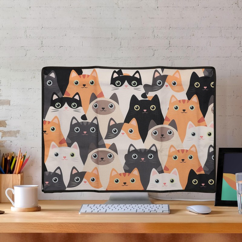 kwmobile Dust Cover for 24-26" Monitor - Linen Monitor Protector