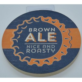 Pop-A-Top Brown Ale Art Pop-A-Top Bottle Opener/Coaster Combo Wood & Metal 3.75"