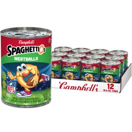 SpaghettiOs Football Shaped Canned Pasta with Meatballs, 15.6 oz Can (Pack of 12)