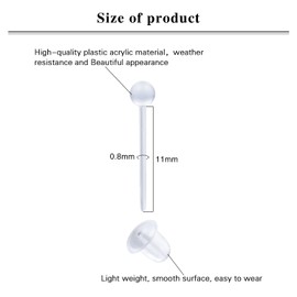 LAURITAMI Clear Earrings Studs Retainers Plastic Pins and Back Rubbers Stoppers Acrylic Ear Lobe Tragus Piercing 20G