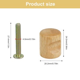 HJIAMA Pack of 10 Wooden Cabinet Handles, 24 mm Furniture Knobs, Natural Beech Knobs for Cabinets with Screws, for Cupboards, Drawers, Showcases