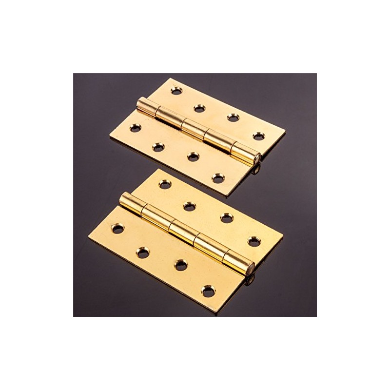 Pair of Large 100mm/4" Fixed Pin Brass Butt Hinges -