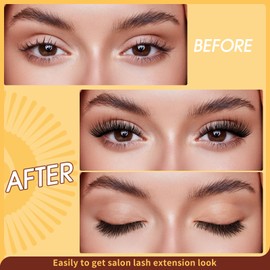 QUEWEL Magnetic-Eyelashes with Applicator, 1 Pair Reusable Magnetic Lashes Kit, No Glue Needed Eyelashes Magnetic, Easy to Wear and Remove (Magnetics Eyelash Kit B5)