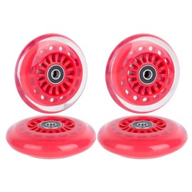 AOWISH Ride on Swing Twist Wiggle Car Polyurethane Replacement Wheels w/Bearings ABEC-9 (2 Front Wheels with Convex Hub, 2 Rear Wheels with Concave Hub) (Red)