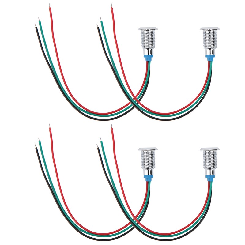 4 Sets PreWired Round LEDs Waterproof 2Color Indicator Light Common