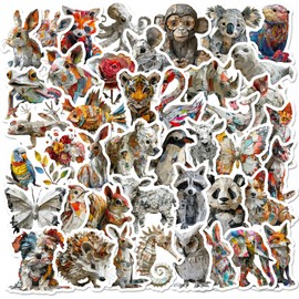 Mistree 50 Stickers Animals Forest, Newspaper Sculpture Animal, 4-5 cm