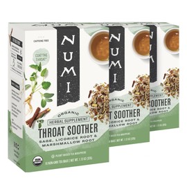 Numi Organic Throat Soother Tea, 16 Tea Bags (Pack of 3), Licorice and Marshmallow Root Tea | Numi