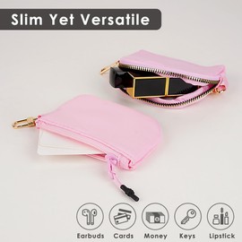 BUNCHBRAVO Wrist Keychain Mini Wallet for Women, Small Zip Wristlet Coin Purse with Dual Pouch, Chic Travel Organizer for Keys, Cards and Essentials, Pink, Pink, Small, Fashion