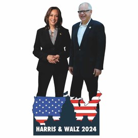H38213 Kamala Harris and VP Tim Walz DC Backdrop Cardboard Cutout Sign Standee Standup