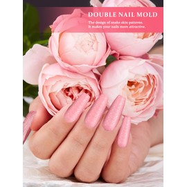 EBANKU 120PCS Clear Coffin Dual Nail System Form Mold 3D Relief Design Acrylic Nail Extension Tips Nail Art Manicure Tools