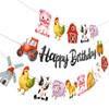 Farm Party Banners 3Pcs Happy Birthday Banners Cutout Garland Banners