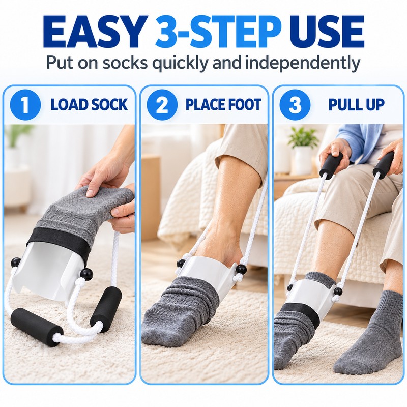 Sock Aid Helper for Easy Dressing – Non-Slip No-Bend Design